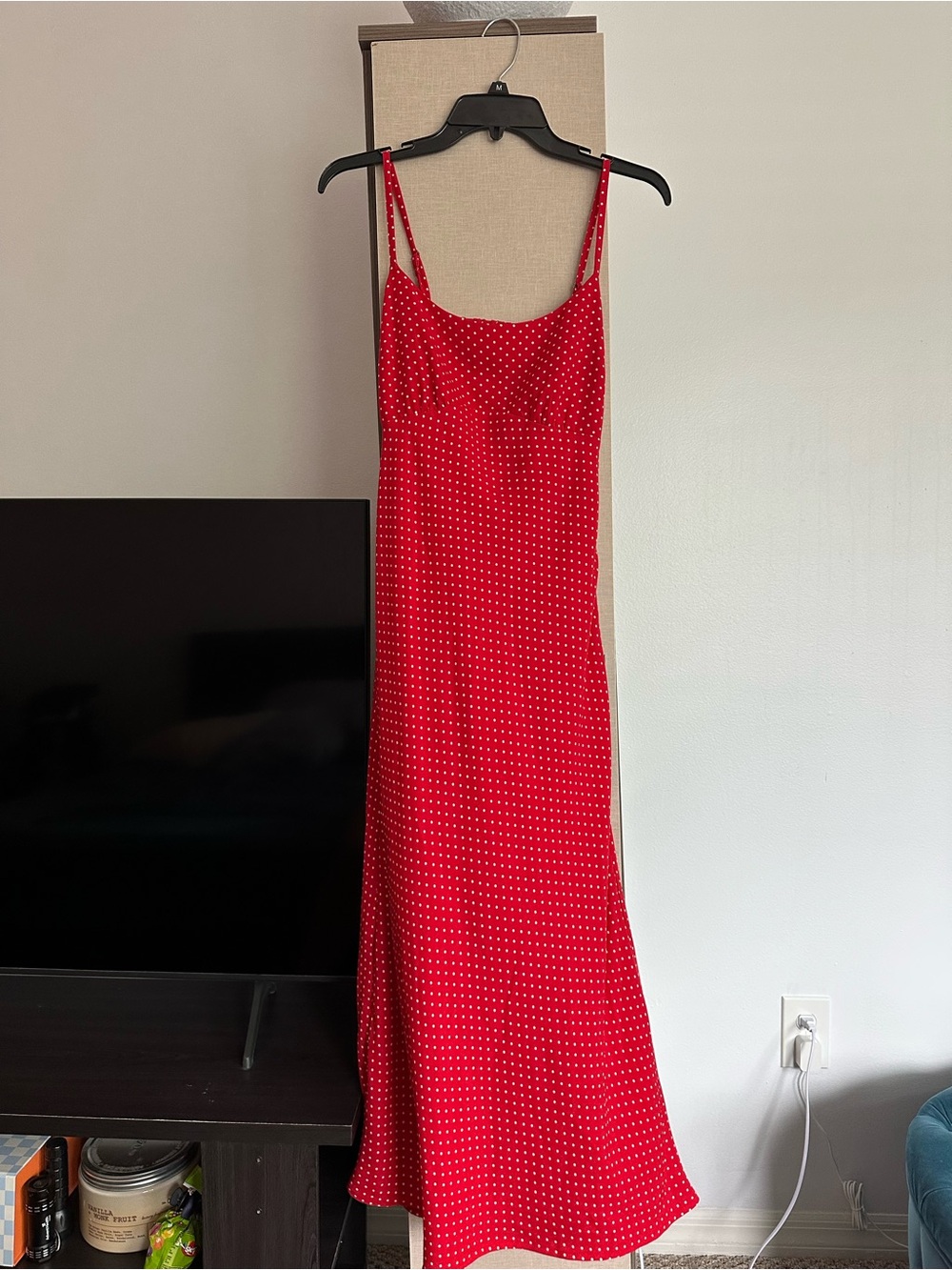 Hollister red polka dot maxi dress, medium, like new